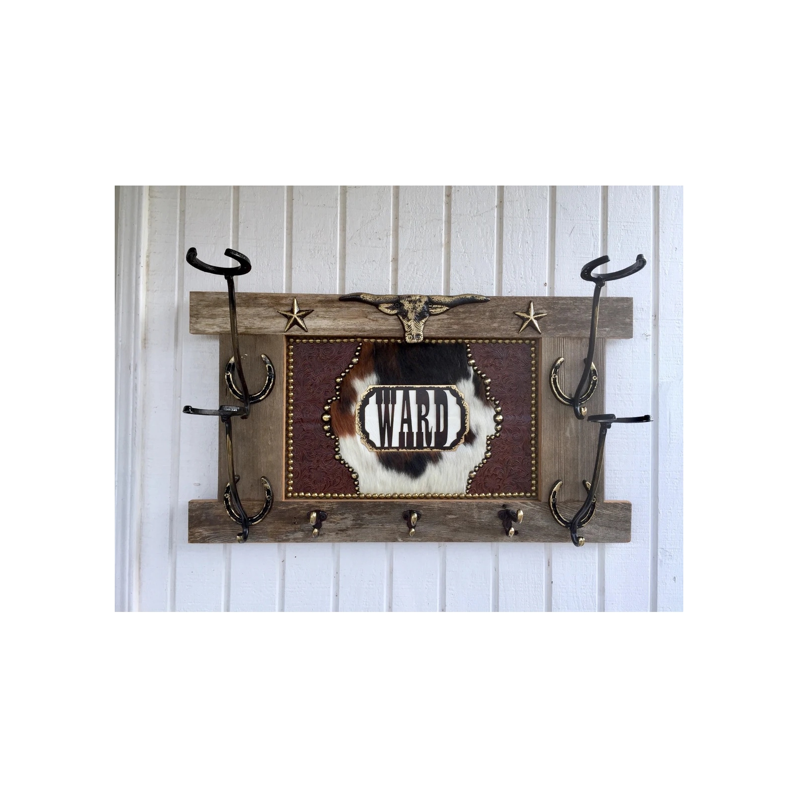 Personalized Western Cowhide Cowboy Hat Rack